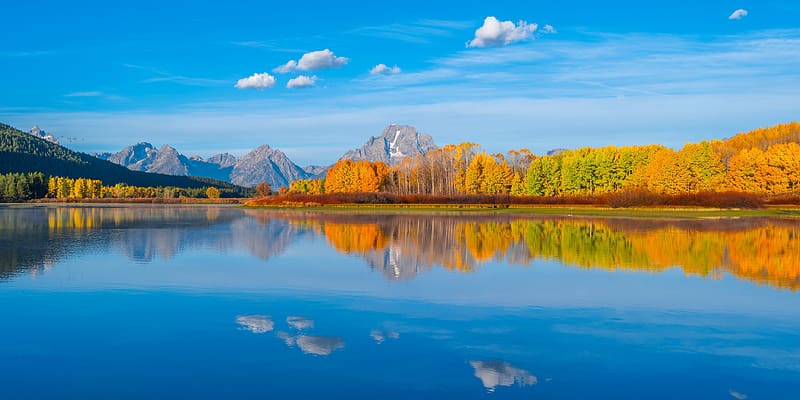 Reflection of Grand Teton National Park, USA, Mountains, Autumn, River ...