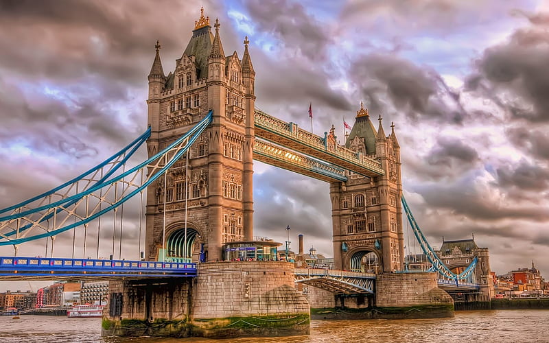 Tower Bridge, R, english landmarks, Europe, England, UK, United Kingdom, HD wallpaper