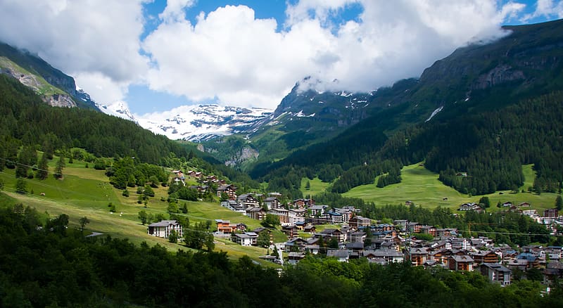 Landscape, Nature, City, Mountain, Lake, Village, Switzerland, Town, , Montreux, HD wallpaper