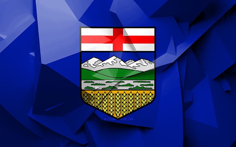 Flag of Alberta, geometric art, Provinces of Canada, Alberta flag, creative, canadian provinces, Alberta Province, administrative districts, Alberta 3D flag, Canada, Alberta, HD wallpaper