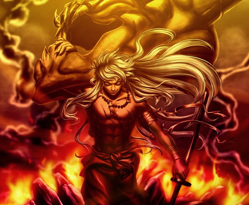 Monster, Narakus Detachment, Anime, Manga, Tessaiga, Fire, InuYasha, Transformation, Goshinki, Hanyo, Yokai, HD wallpaper