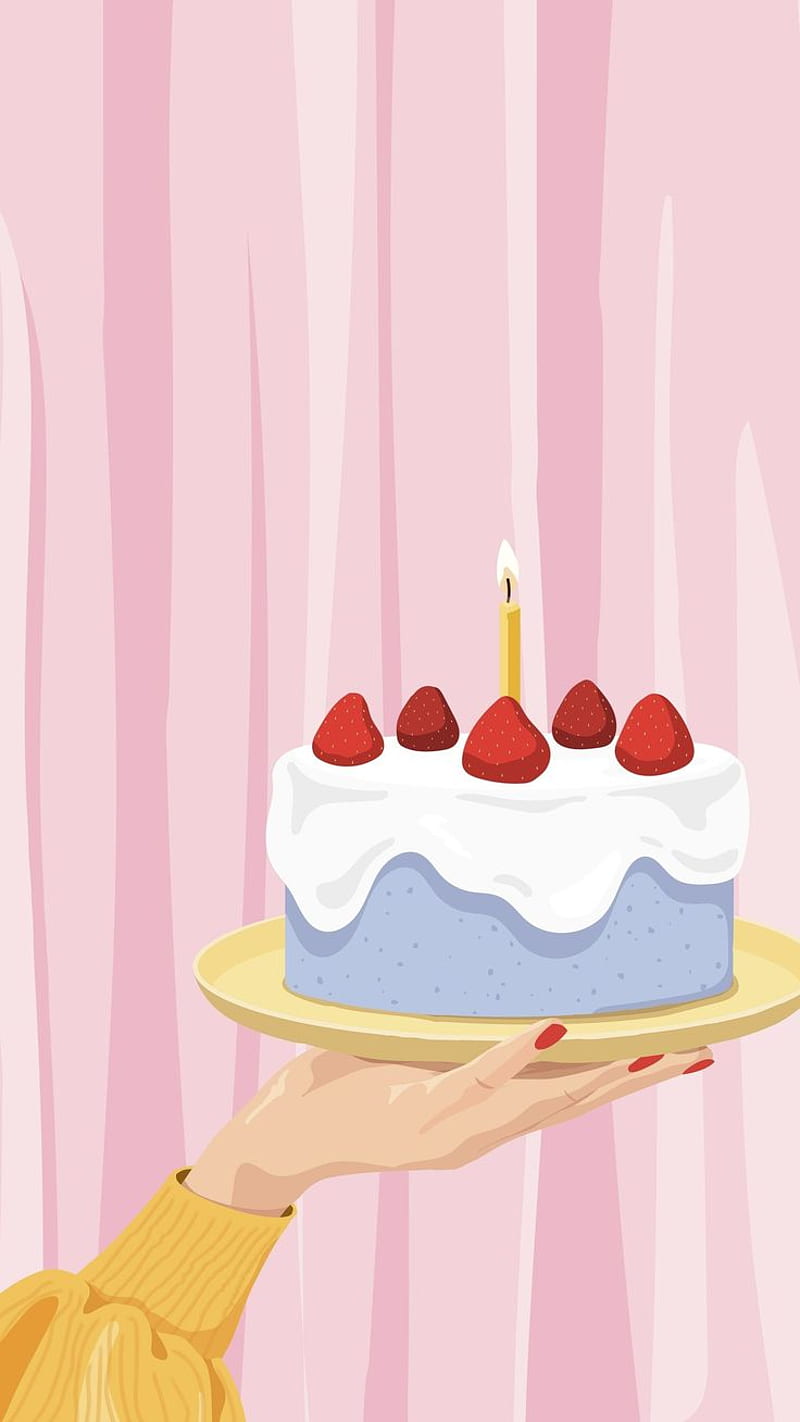 Birtay cake phone , food illustration design. by / Aew in 2022. Happy birtay art, Happy birtay illustration, Happy birtay design, HD phone wallpaper