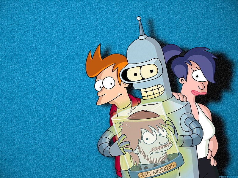 Futurama Characters, fry, lea, bender, cartoon, tv, HD wallpaper