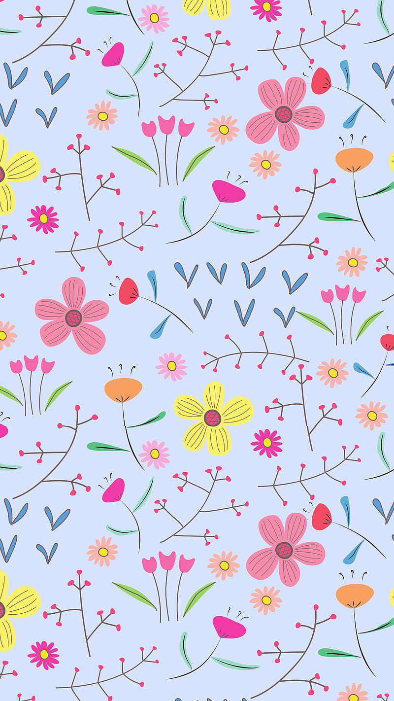 Cute Botanical Pattern, adorable beautiful, aesthetic secret garden, colorful trending, flower plants, good vibes feel good, pastel foliage pattern, self love inspirational, spring summer plant, trending floral design, watercolor abstract, HD phone wallpaper