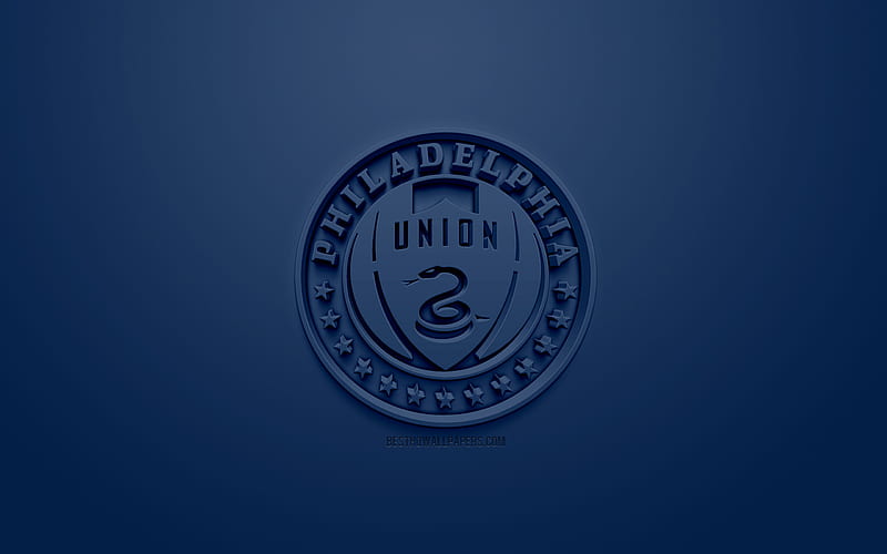 Philadelphia Union, creative 3D logo, dark blue background, 3d emblem, American football club, MLS, Philadelphia, Pennsylvania, USA, Major League Soccer, 3d art, football, stylish 3d logo, soccer, HD wallpaper