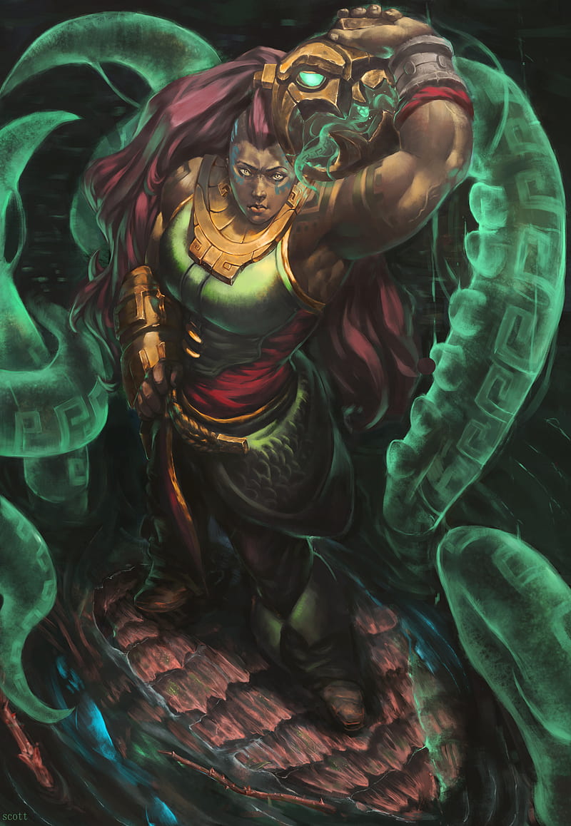 Illaoi Bilgewater LoL LoR iPhone Phone HD Wallpaper #2141h