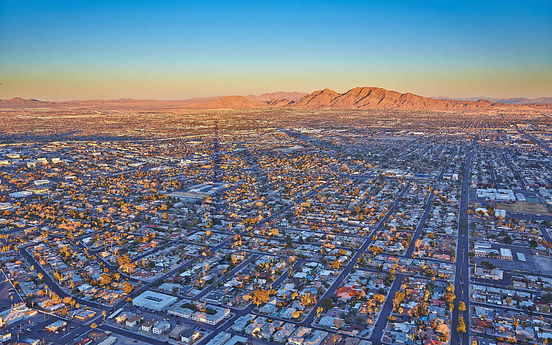 Las Vegas skyline, sunset, Nevada, USA, american cities, America, Las Vegas at evening, R, City of Las Vegas, Cities of Nevada, HD wallpaper