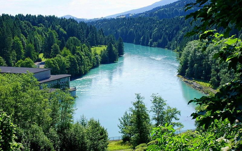 Halblech, summer, beautiful nature, river, mountains, Bavaria, Germany, Europe, HD wallpaper