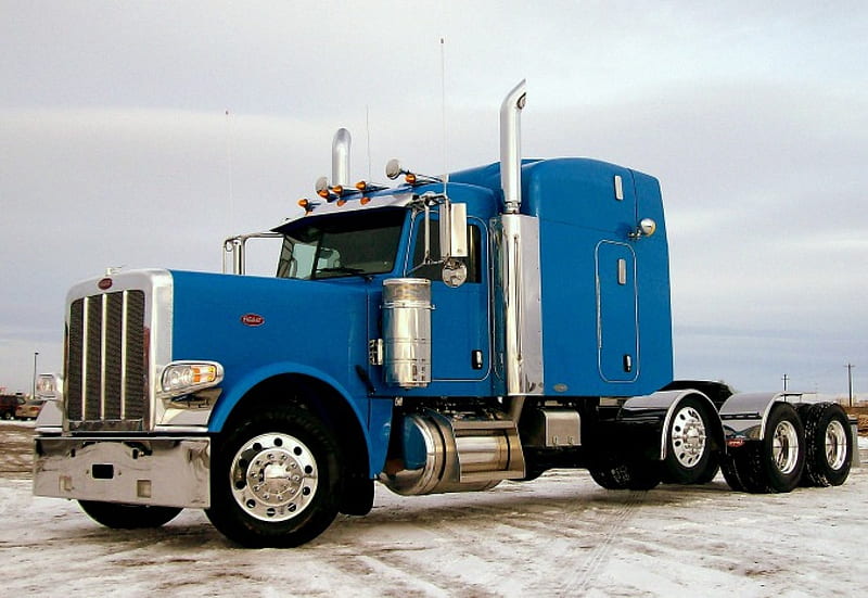 Lite Dusting Of Snow, truck, big rig, peterbilt, semi, HD wallpaper