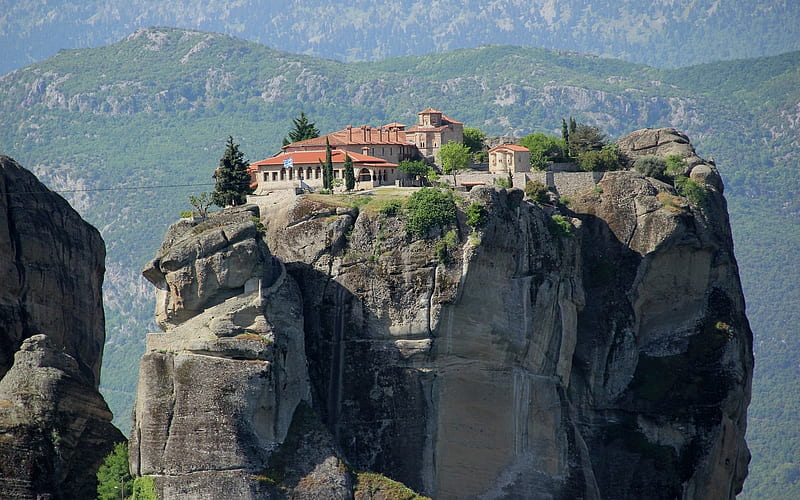 Monastery in Meteora, Greece, Greece, nature, rock, monastery, HD wallpaper