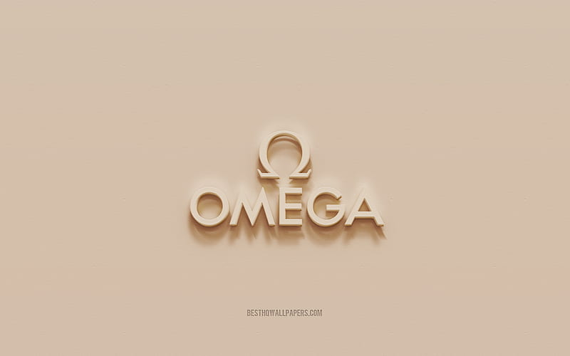 Omega logo, brown plaster background, Omega 3d logo, brands, Omega emblem, 3d art, Omega, HD wallpaper