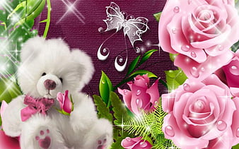 Beautiful Lovely Teddy Bear Roses Gift Stock Photo 1120715189