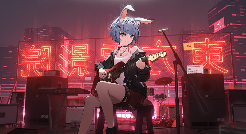 Anime Girl With Guitar , anime-girl, anime, guitar, artist, artwork, digital-art, HD wallpaper