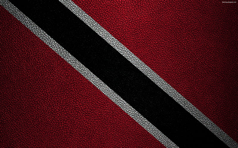 Flag of Trinidad and Tobago leather texture, Trinidad flag, South America, Trinidad and Tobago, HD wallpaper