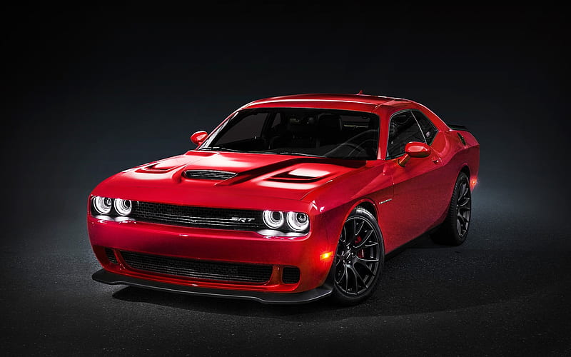 Dodge Challenger Hellcat, Dodge Challenger, carros, front view, red cars,  vehicles, HD wallpaper