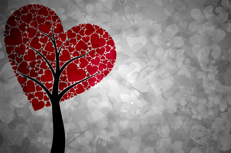 Artistic Heart Tree, love, tree, heart, artist, digital-art, HD wallpaper