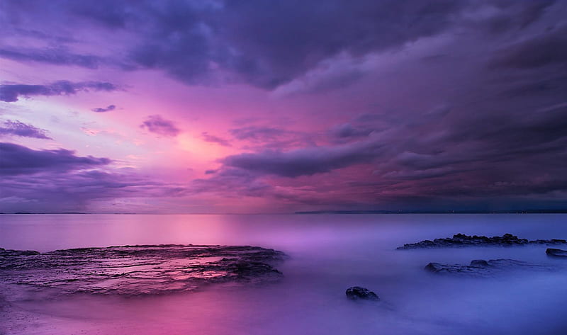 Purple, beach, seascape, sea, HD wallpaper | Peakpx