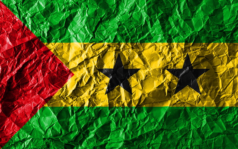 Sao Tome and Principe flag crumpled paper, African countries, creative, Flag of Sao Tome and Principe, national symbols, Africa, Sao Tome and Principe, HD wallpaper