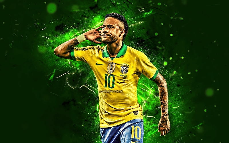 Neymar JR, 2019, goal, Brazil national football team, football stars, neon lights, Neymar da Silva Santos Junior, soccer, Neymar, Brazilian National Team, creative, HD wallpaper