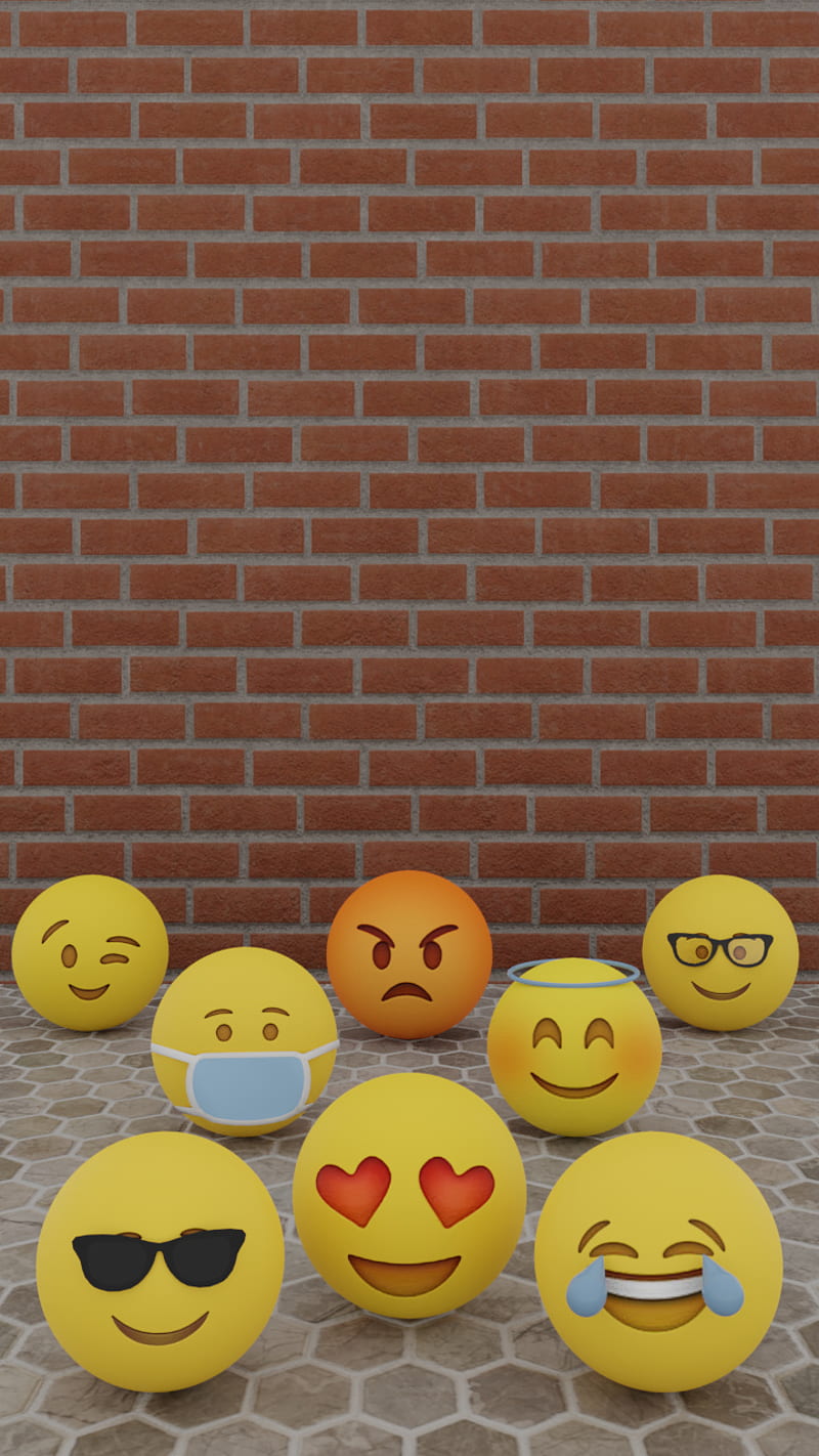 Emoji 10, love, art, 3d, abstract, emojis, meme, faces, smiles, HD phone wallpaper