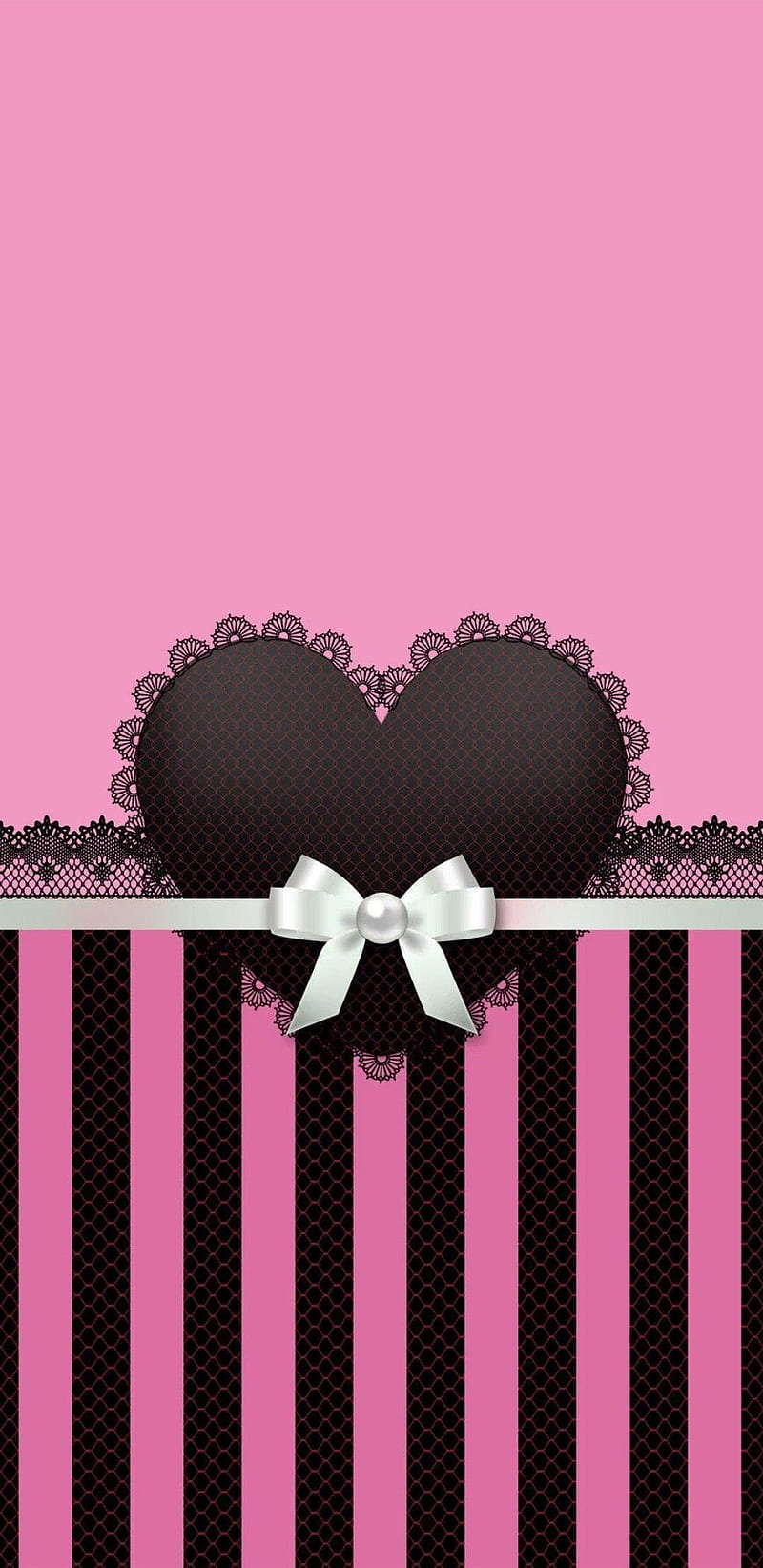 Pink lace heart, bow, stripes, HD phone wallpaper | Peakpx