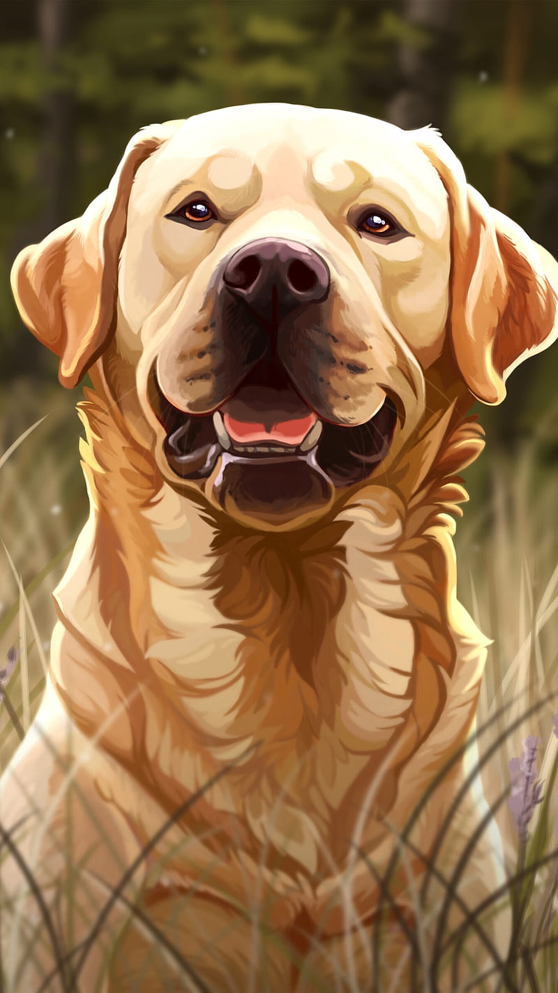 Animated Dog , pet, glance, art, protruding tongue, prisma, animal, cute, HD phone wallpaper