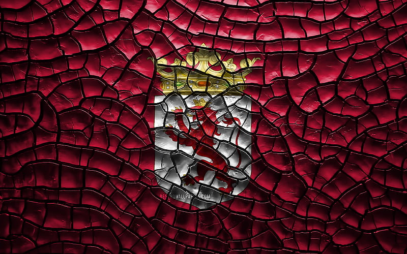 Flag of Leon spanish provinces, cracked soil, Spain, Leon flag, 3D art, Leon, Provinces of Spain, administrative districts, Leon 3D flag, Europe, HD wallpaper