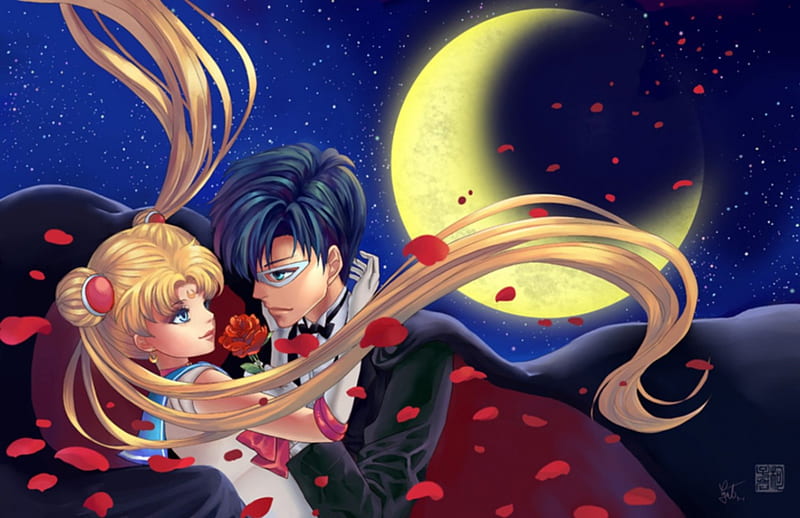 Promise of the Rose ♡, pretty, sweet, floral, red rose, nice, love, anime, cape, handsome, sailor moon, beauty, anime girl, long hair, tuxedo mask, lovely, romance, twintail, blonde, anime couple, happy, short hair, hug, serenity, lover, awesome, mamoru, crescent, mamoru chiba, blond, divine, rose, guy, darren, bonito, mantle, twin tail, moon, magical girl, blossom, tsukino usagi, black hair, couple, sailormoon, gorgeous, usagi, female, male, romantic, tuxedo kamen, blonde hair, twintails, usagi tsukino, twin tails, blond hair, boy, tsukino, girl, flower, petals, mask, princess, HD wallpaper