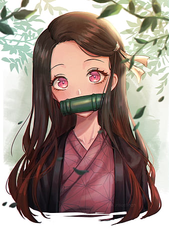 Download Cute Nezuko Kamado Sakura Aesthetic Wallpaper | Wallpapers.com