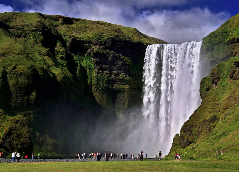 Skogafoss Falls - Iceland, Waterfalls, Europe, Skogafoss Falls, Iceland, HD wallpaper