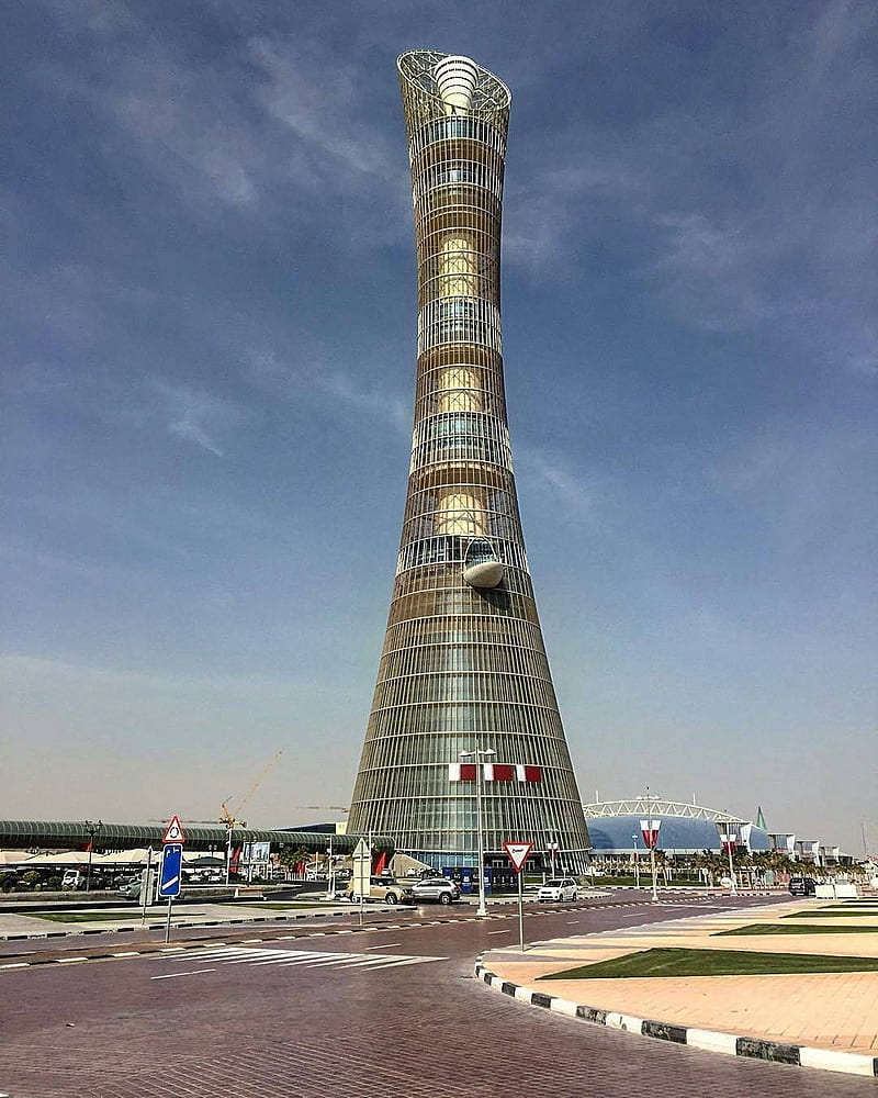 Doha Qatar tower, tour, mashal, mashal tower, doha, doha qatar, qatar, nice, beutifull, HD phone wallpaper