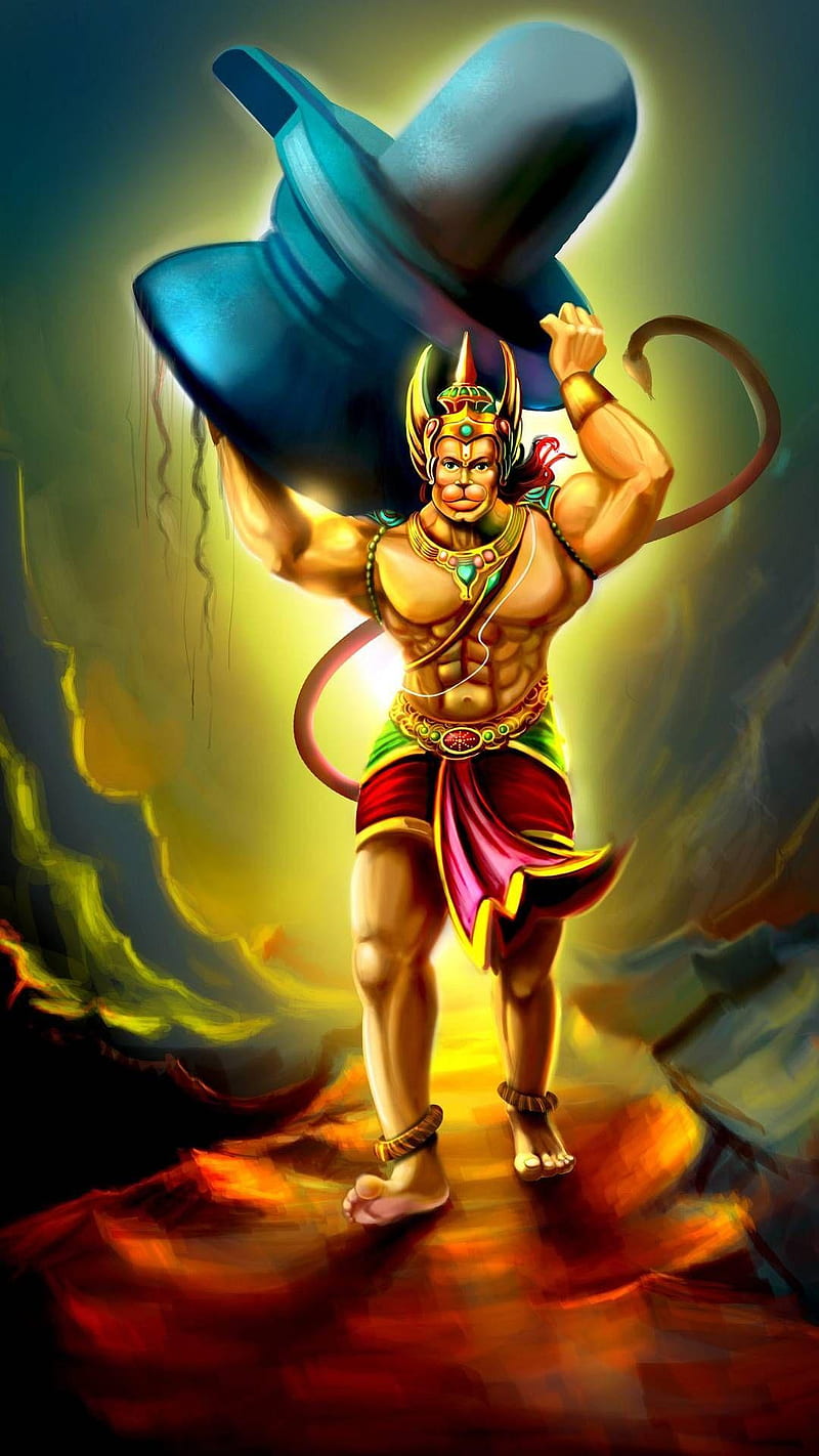 Hanuman with Shivling , hanuman with shivling, lord shiva, shiva, god, HD phone wallpaper