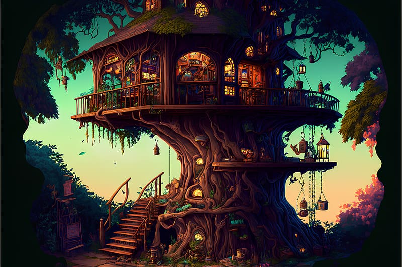 Fairy tales house, Mysterious, House, Forest, Tree, Wooden, HD wallpaper
