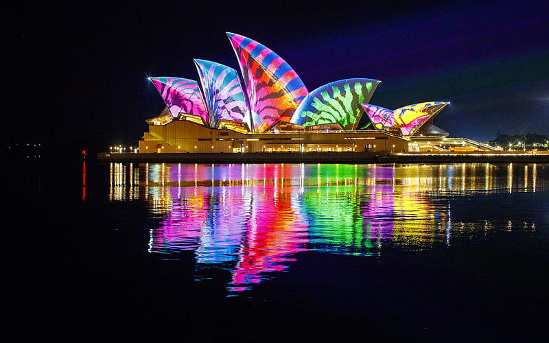 Sydney Opera House nightscapes, australian landmarks, theater, Sydney, Australia, HD wallpaper