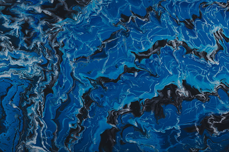 paint, liquid, fluid art, stains, wave, blue, HD wallpaper