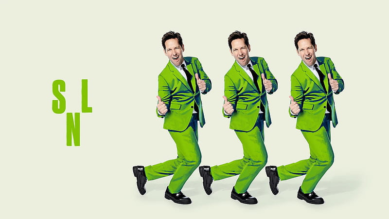 Paul Rudd, actor, green, trio, man, funny, snl, HD wallpaper