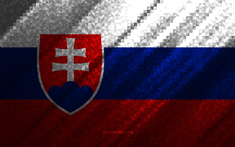 Flag of Slovakia, multicolored abstraction, Slovakia mosaic flag, Slovakia, mosaic art, Slovakia flag, HD wallpaper
