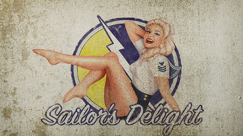 Sailors delight, blonde, fantasy, pin-up, girl, HD wallpaper