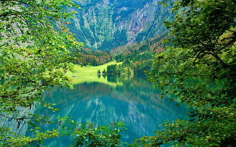 Lake Obersee, rocks, shore, bonito, mountain, nice, green, obersee ...