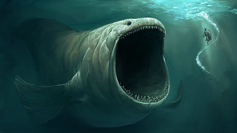 gray fish illustration fantasy art sea monsters #artwork #underwater K # # #. Scary fish, Mythical creatures, Sea monsters, Deep Sea Monster, HD wallpaper