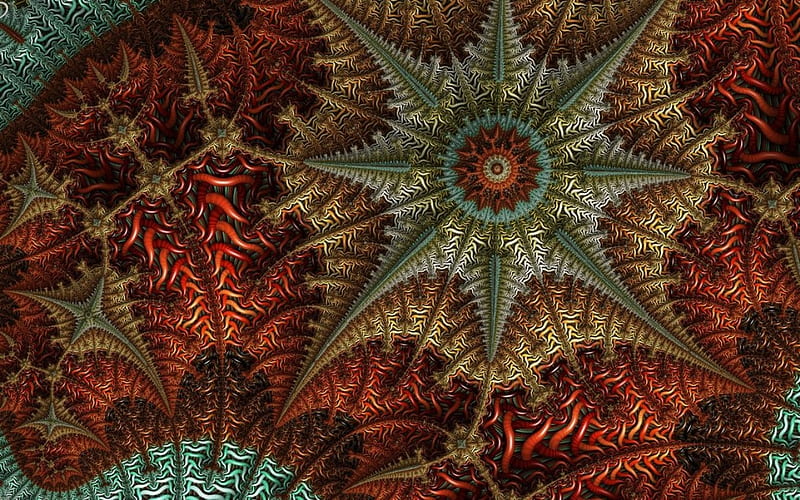 Fractal Wattling, flower, colors, abstract, fractal, HD wallpaper