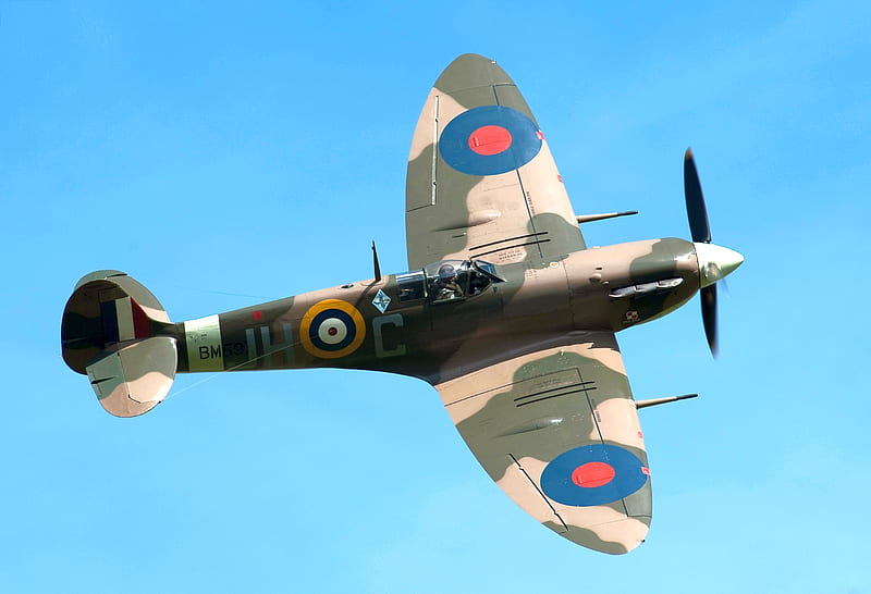 Banking Spitfire, aircraft, plane, ww2, wwii, supermarine, spitfire, HD wallpaper