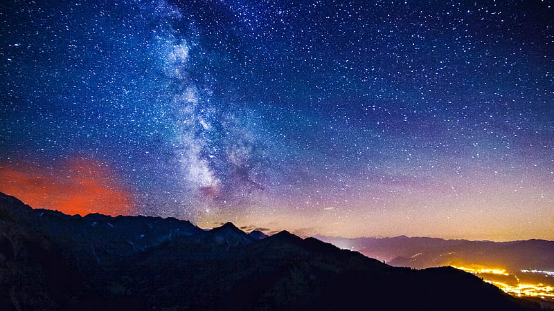 Mountain Under Shimmering Stars During Nighttime Galaxy, HD wallpaper