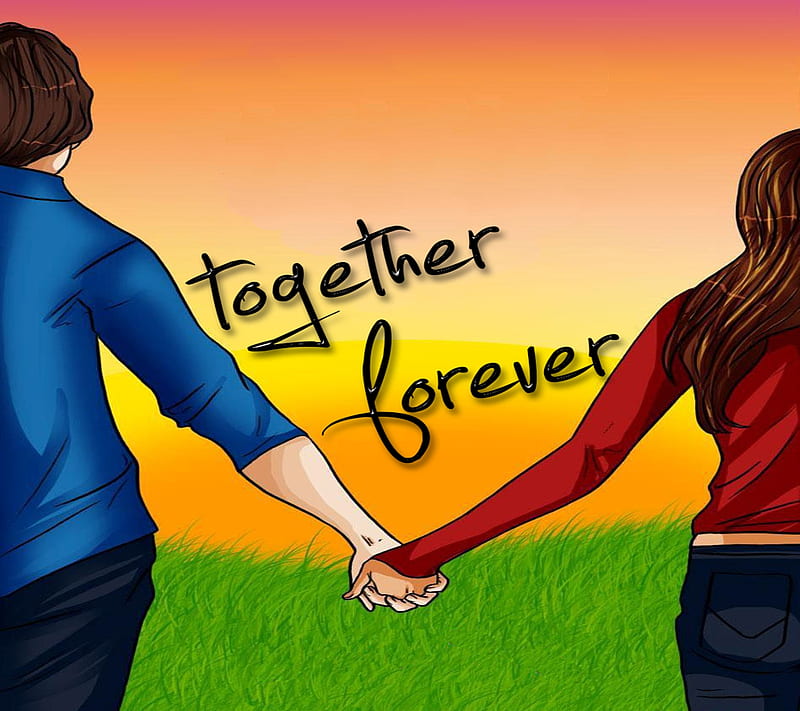 Together Forever, couple, i love you, love, new, painting, HD wallpaper