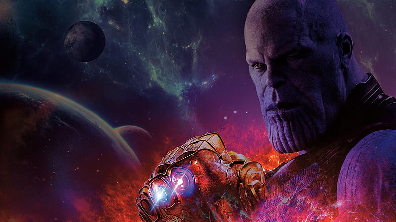 Avengers Infinity War Thanos With Gauntlet Infinity Stones, avengers-infinity-war, thanos, movies, 2018-movies, HD wallpaper
