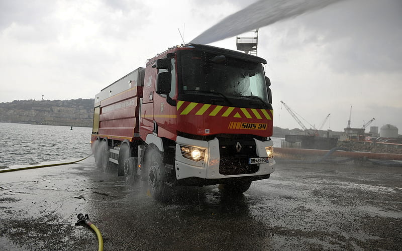 Renault Trucks, fire truck, special equipment, rescuers, Renault, HD wallpaper
