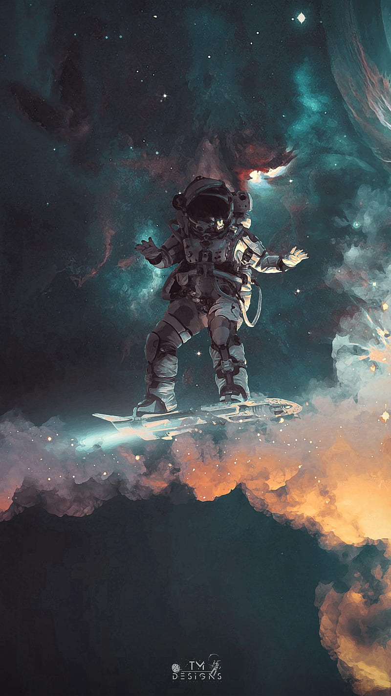 Space Glide, astronaut, fiction, marischabecker, science, scifi, spaceman, tmdesigns, HD phone wallpaper