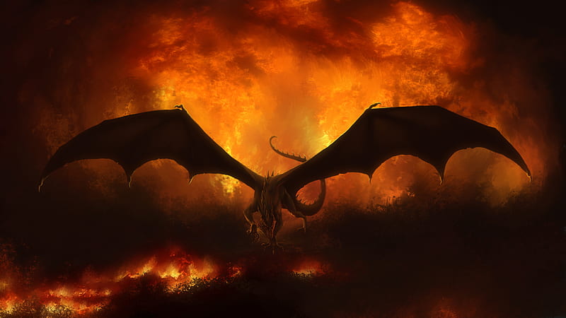 Fantasy Dragon In Fire Background Dreamy, HD wallpaper