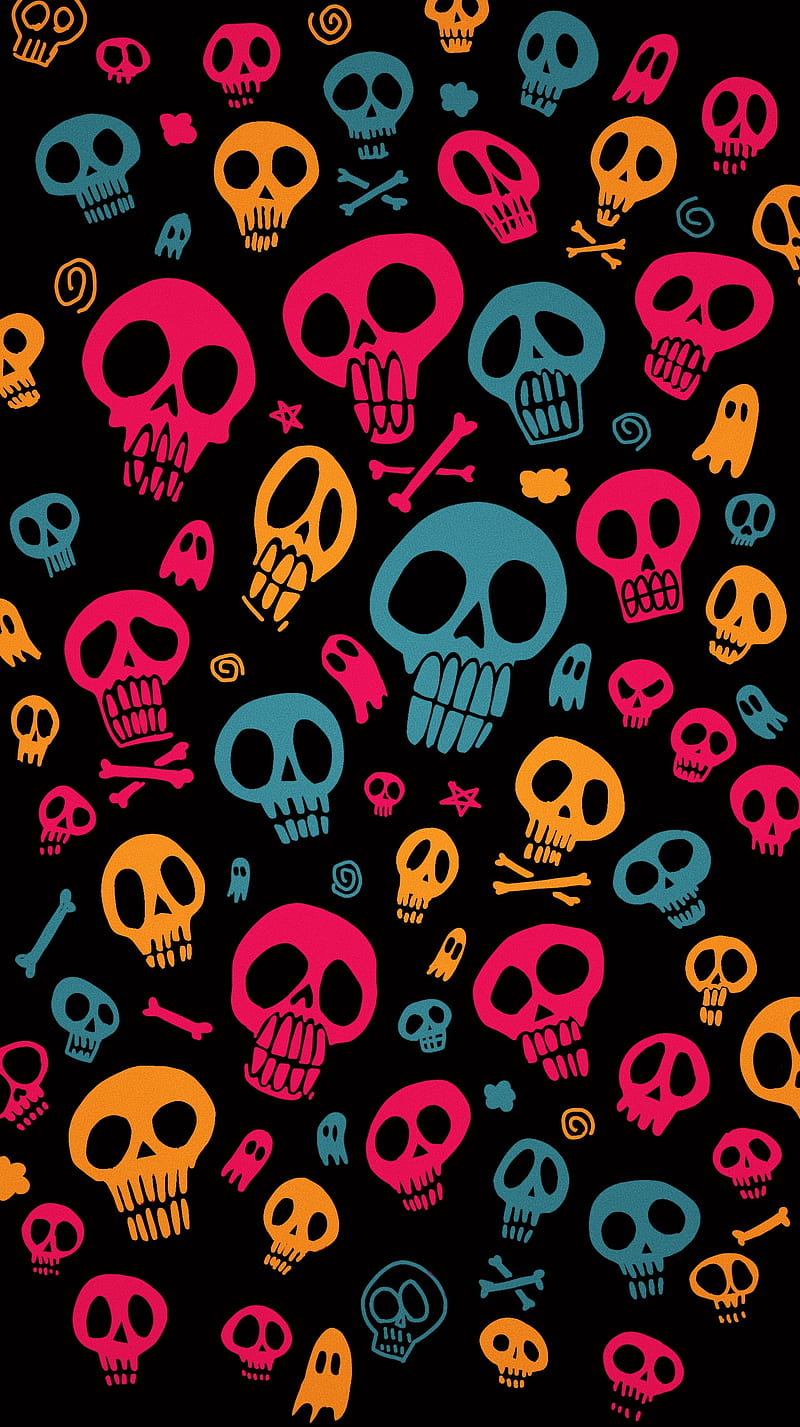 Halloween Hird, My, Skull, amoled, art, bones, boo, colorful, creepy ...