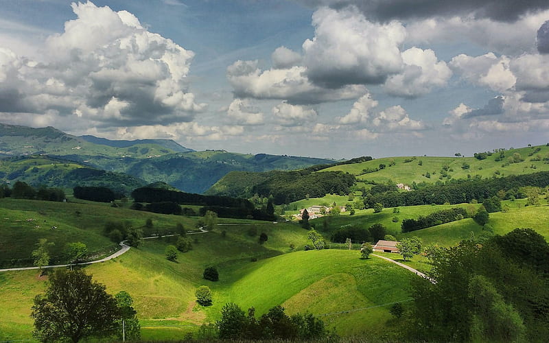 Lessinia, Italy, hills, fields, Italy, landscape, HD wallpaper